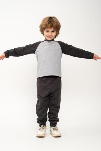 Детский лонгслив для мальчика Элвис (Серый_антрацит) - Секреты Экономии